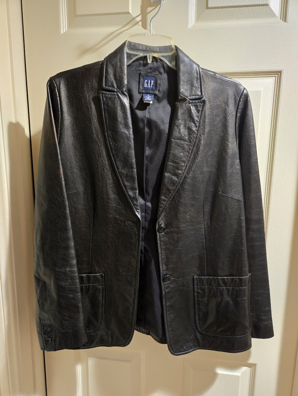 GAP Black Leather Jacket – Size M – Classic + Sleek